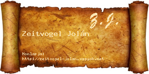 Zeitvogel Jolán névjegykártya